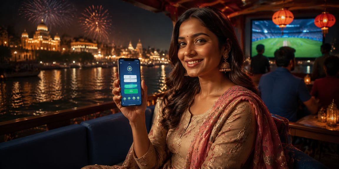 Night market with colorful lights representing Indian cricket betting