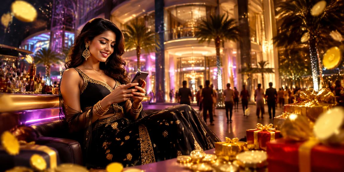 Popular slot game on mobile phone with Indian model