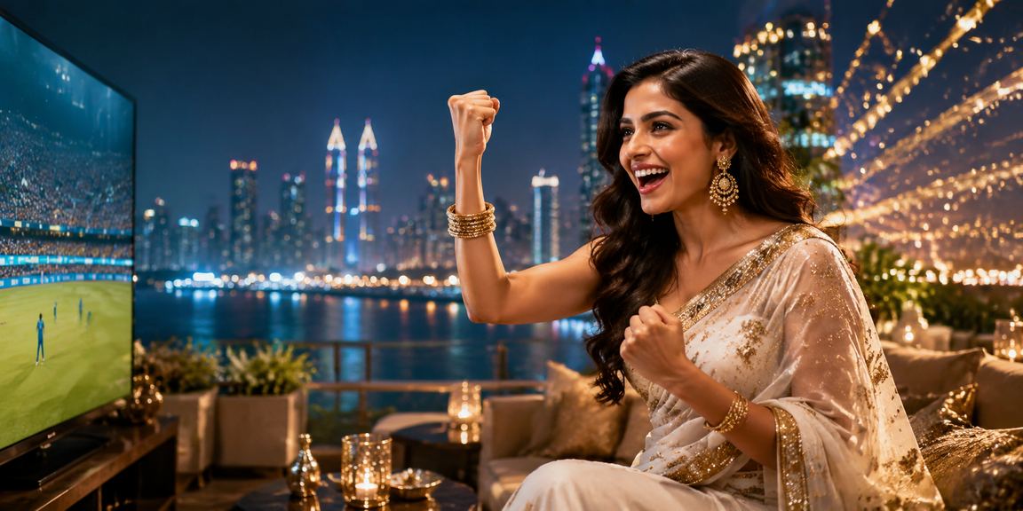 Woman placing live casino bets in Bandra Mumbai wearing saree
