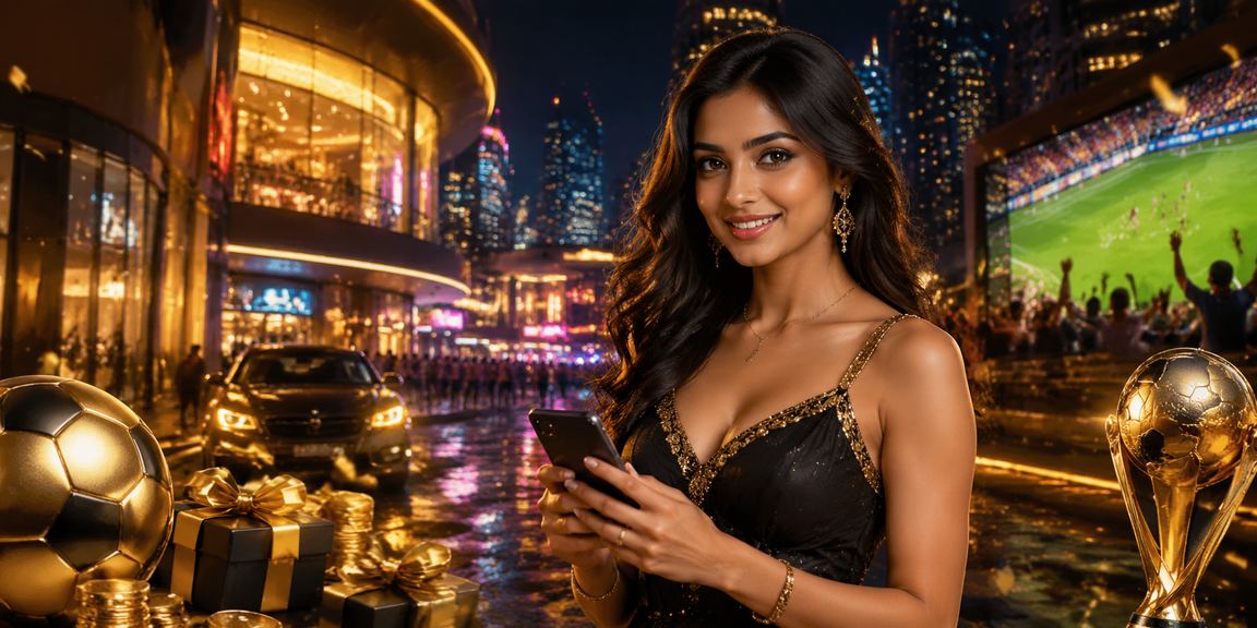 Neon lights of mobile casino in Mumbai nighttime cityscape